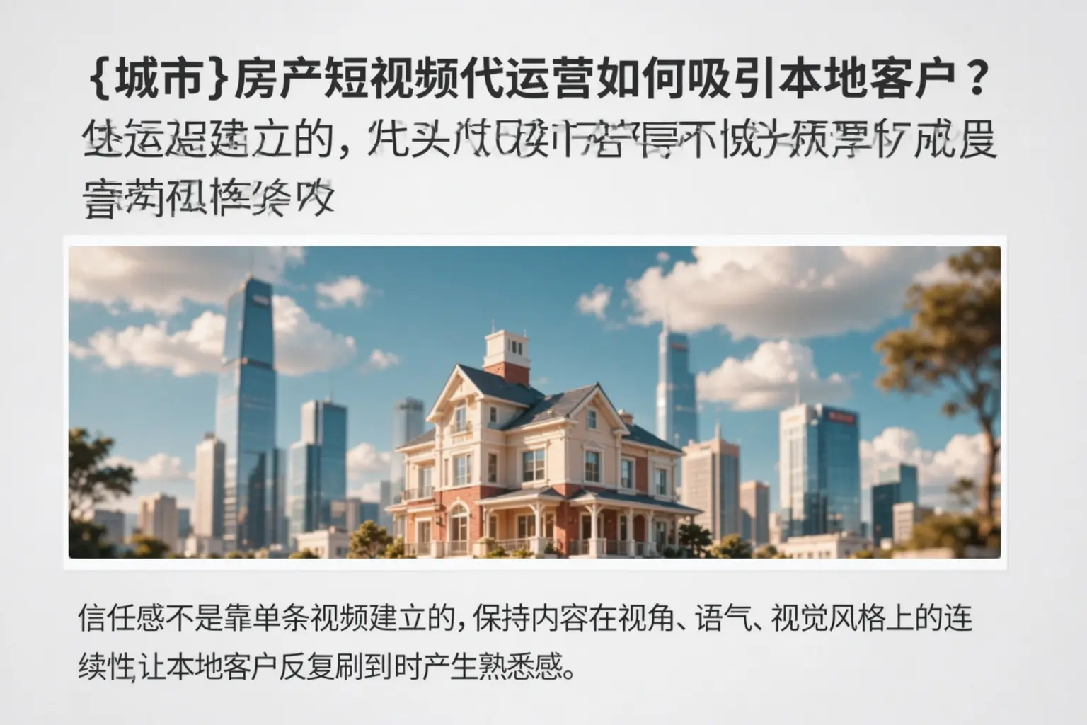 晋州房产短视频代运营如何吸引本地客户？
